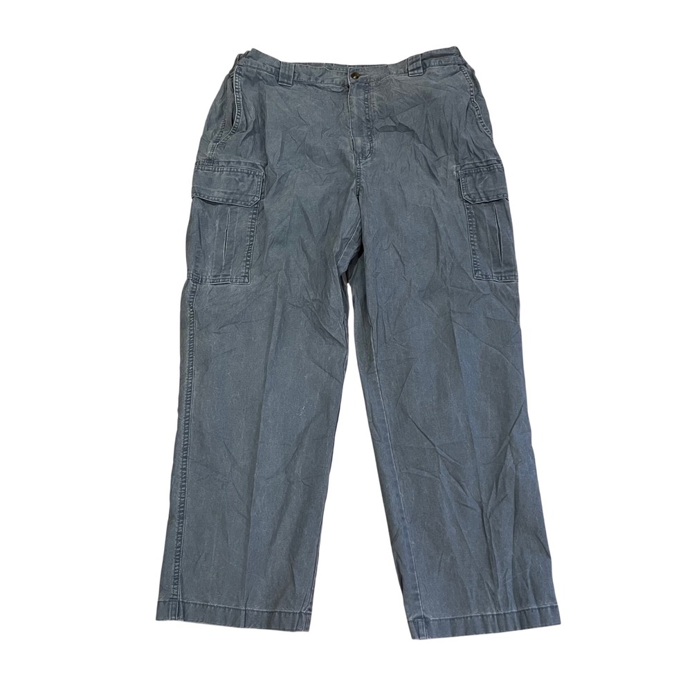 LL Bean‎ Mens Comfort Waist Cargo Pants Blue Gray 100% Cotton 40x29 191819